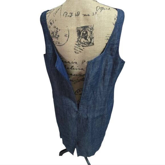 Talbots Linen Dark Blue Chambray Sheath Midi Dress Plus Size 20 2X - Picture 3 of 9